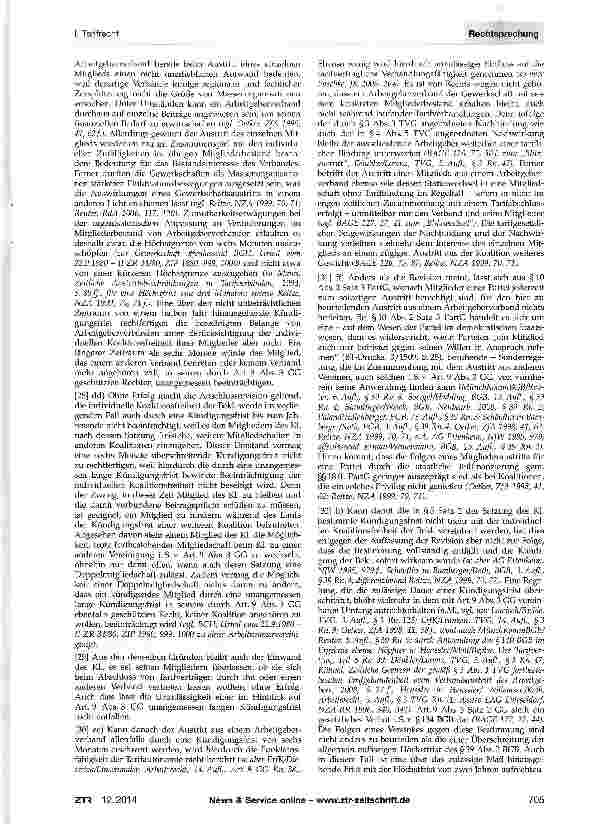 Vorschauseite 2: Austritt aus Arbeitgeberverband GG Art. 9 Abs. 3; BGB §§ 38, 39 Abs. 2
