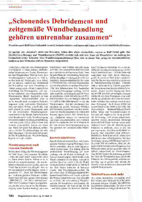Vorschauseite 1: Schonendes Debridement und zeitgemäße Wundbehandlung gehören untrennbar zusammen