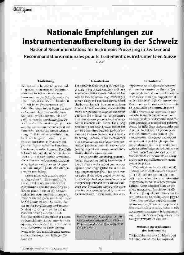 Vorschauseite 1: Nationale Empfehlungen zur Instrumentenaufbereitung in der Schweiz