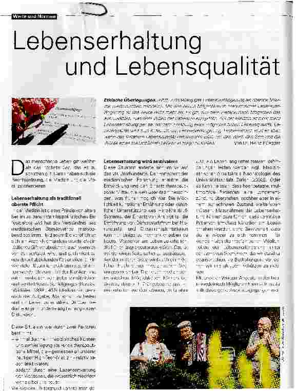 Vorschauseite 1: Lebenserhaltung und Lebensqualität