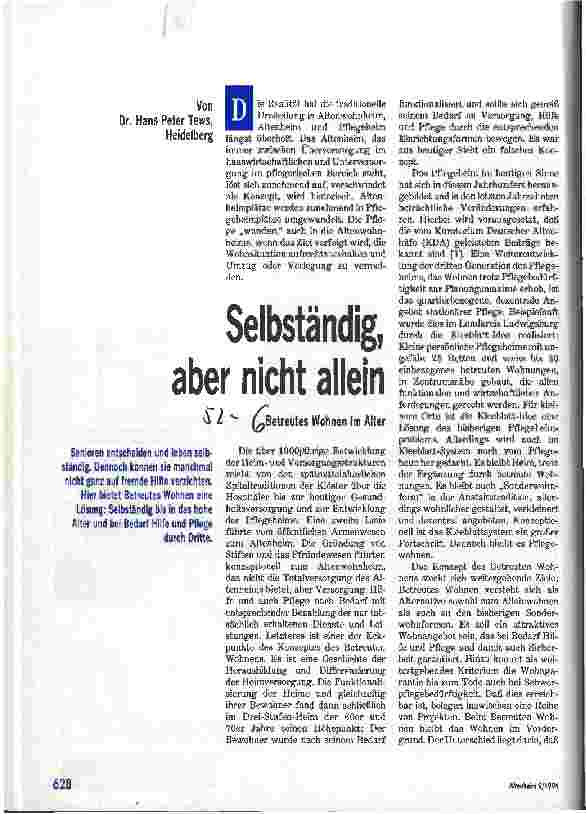 Vorschauseite 1: Selbständig, aber nicht allein Betreutes Wohnen im Alter