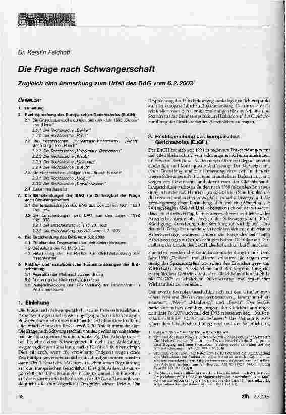 Vorschauseite 1: Die Frage nach Schwangerschaft
