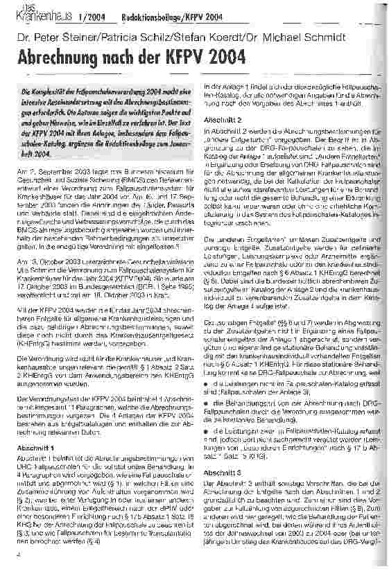 Vorschauseite 1: Abrechung nach der KFPV 2004