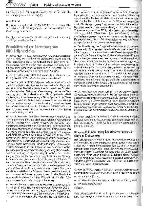 Vorschauseite 2: Abrechung nach der KFPV 2004