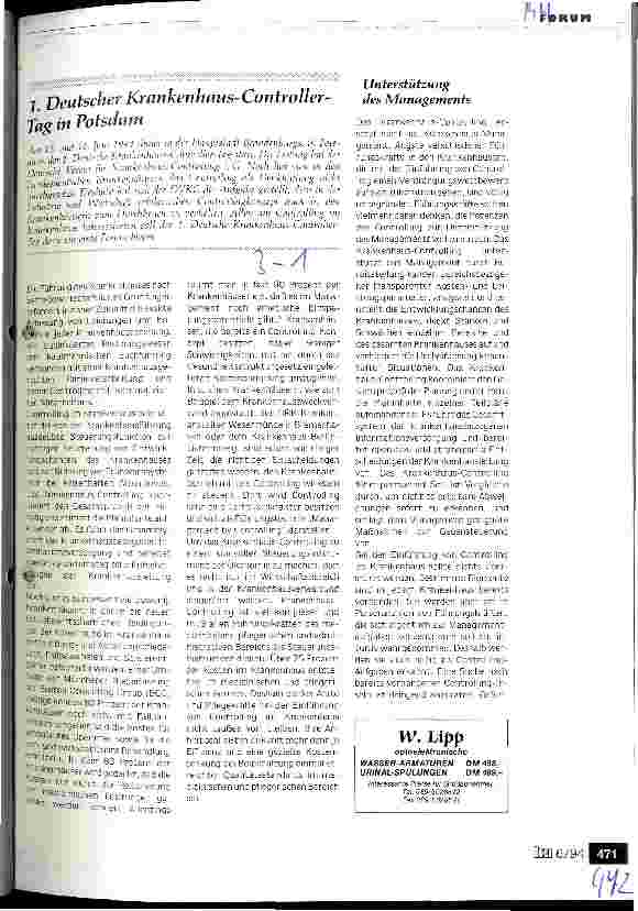 Vorschauseite 1: 1. Deutscher Krankenhaus-Controller-Tag in Potsdam