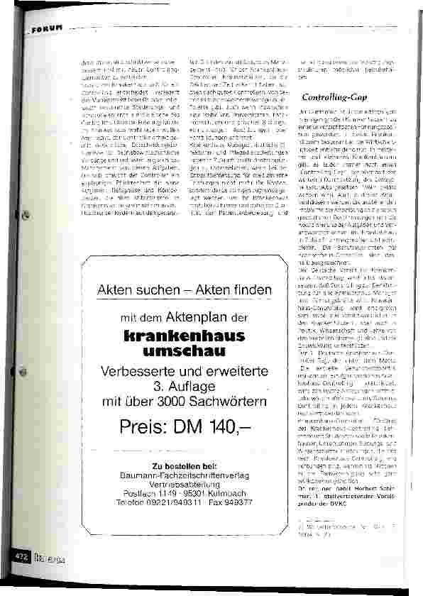 Vorschauseite 2: 1. Deutscher Krankenhaus-Controller-Tag in Potsdam