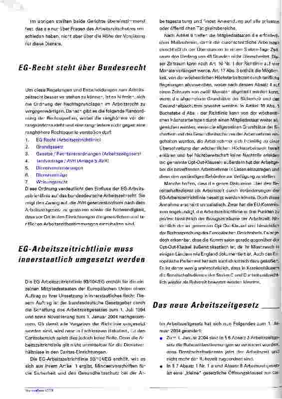 Vorschauseite 2: Bereitschaftsdienst ist Arbeitszeit Das neue Arbeitszeitgesetz