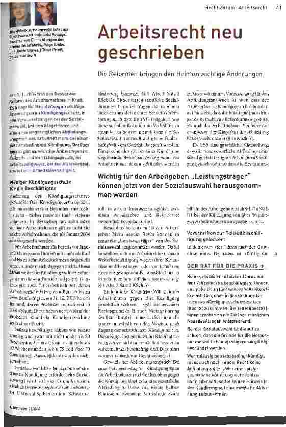 Vorschauseite 1: Arbeitsrecht neu geschrieben