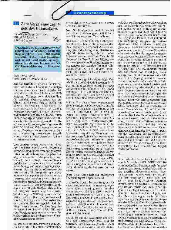 Vorschauseite 1: Zum Verpflegungsentgelt des Heimträgers