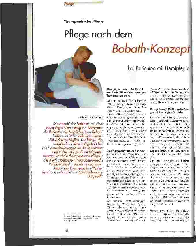 Vorschauseite 1: Pflege nach dem Bobath-Konzept bei Patienten mit Hemiplegie