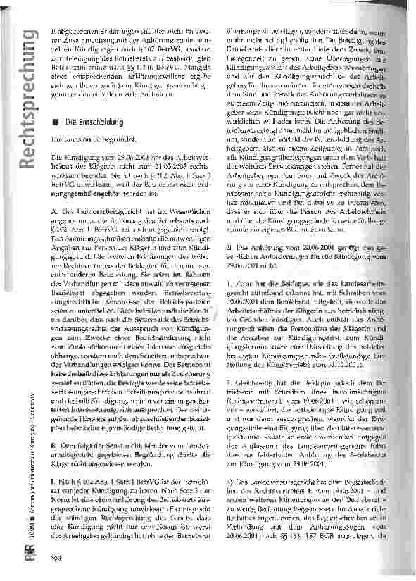 Vorschauseite 3: Anhörung des Betriebsrats zur Kündigung - Stationshilfe