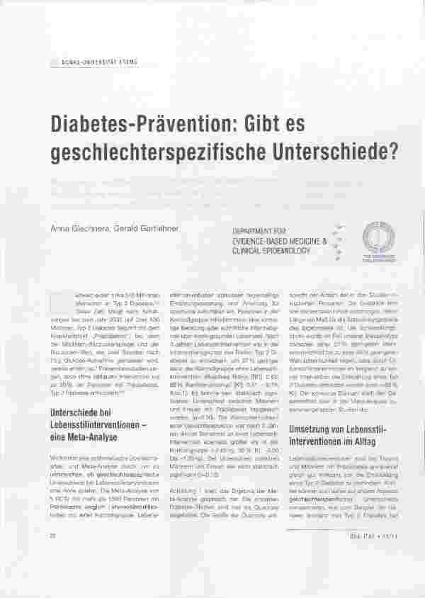 Vorschauseite 1: Diabetes-Prävention; Gibt es geschlechterspezifische Unterschiede?