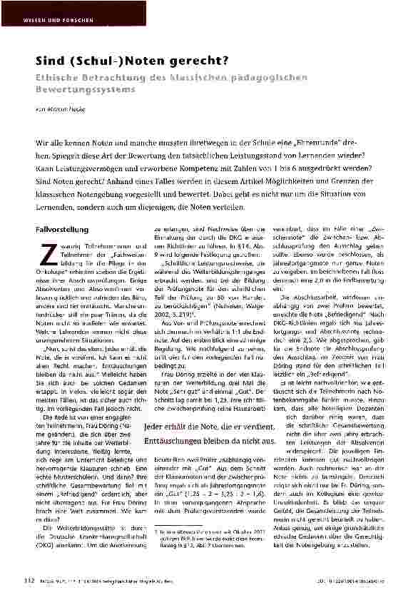 Vorschauseite 1: Sind (Schul-)Noten gerecht?