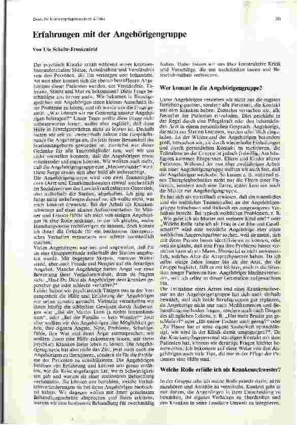 Vorschauseite 1: Erfahrungen mit der Angehörigengruppe
