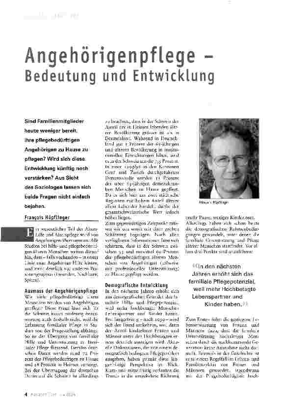 Vorschauseite 1: Angehörigenpflege -Bedeutung und Entwicklung