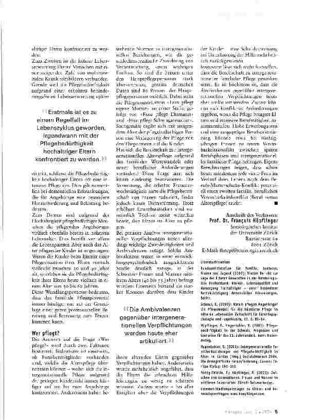 Vorschauseite 2: Angehörigenpflege -Bedeutung und Entwicklung