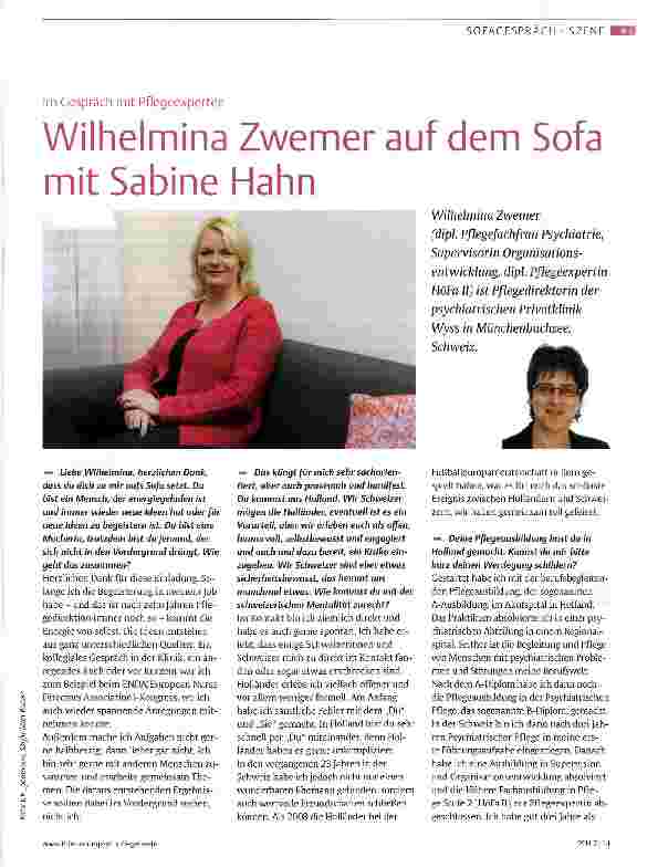Vorschauseite 1: Wilhelmina Zwemer auf dem Sofa mit Sabine Hahn