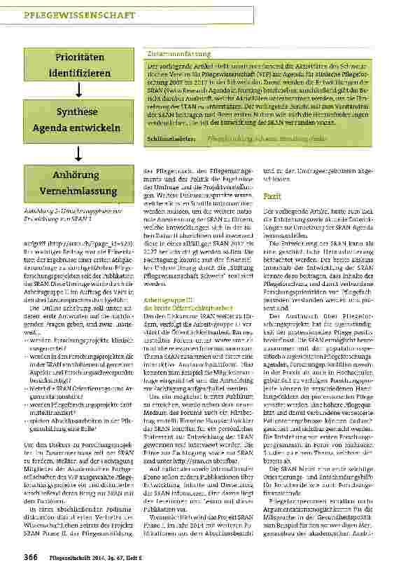 Vorschauseite 3: Die schweizerische Agenda für klinische Pflegeforschung von 2007 bis 2017