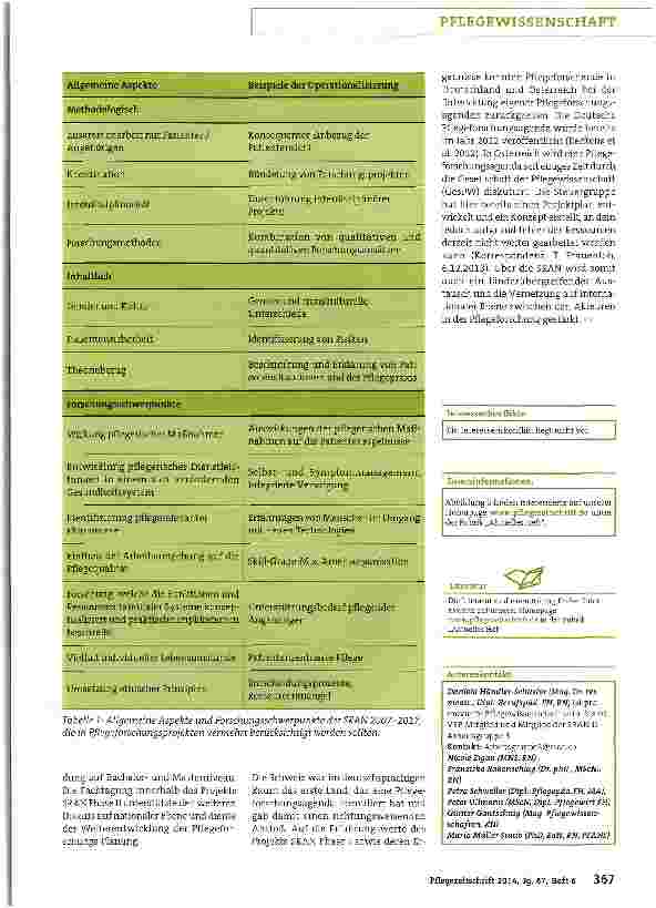 Vorschauseite 4: Die schweizerische Agenda für klinische Pflegeforschung von 2007 bis 2017