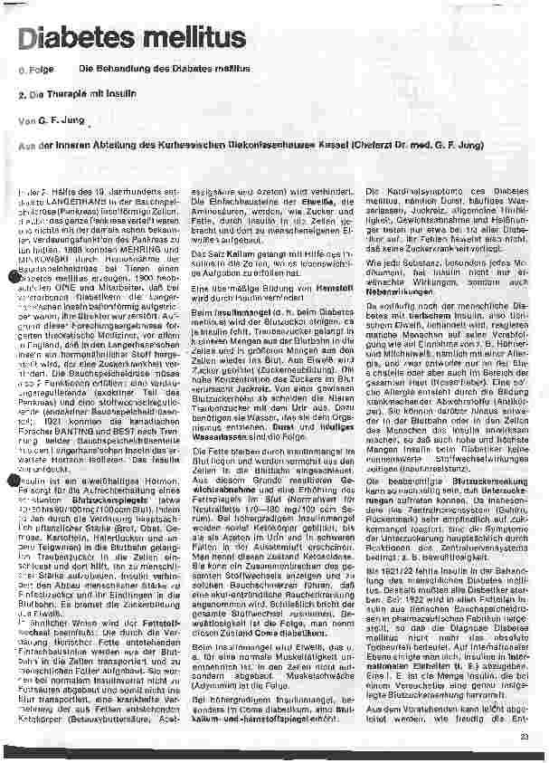 Vorschauseite 1: Diabetes mellitus 6. Folge: Die Behandlung des Diabetes mellitus