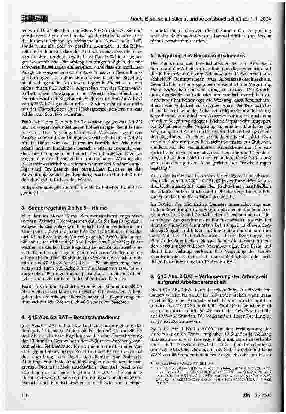 Vorschauseite 3: Bereitschaftsdienst und Arbeitsbereitschaft ab 1.1.2004