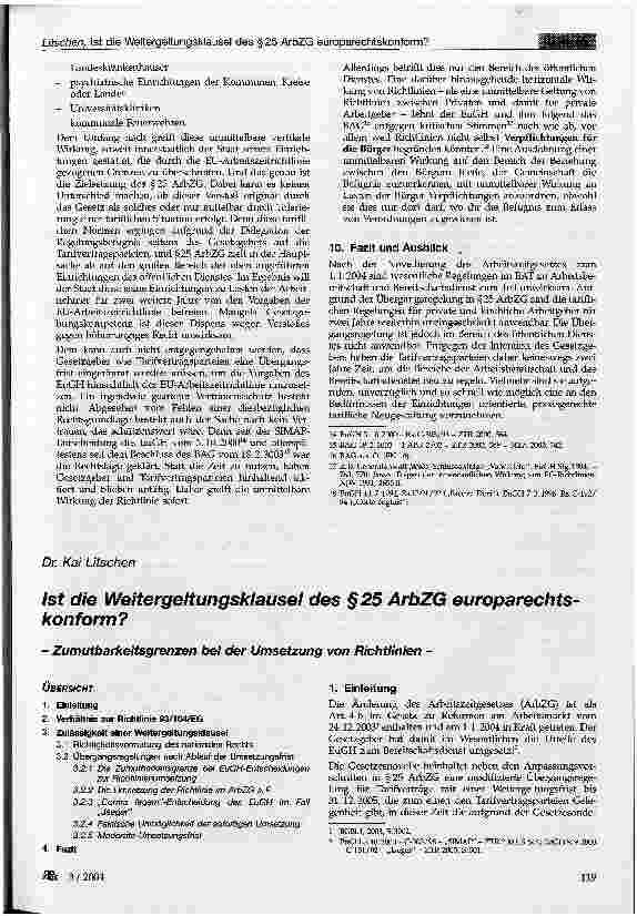Vorschauseite 6: Bereitschaftsdienst und Arbeitsbereitschaft ab 1.1.2004