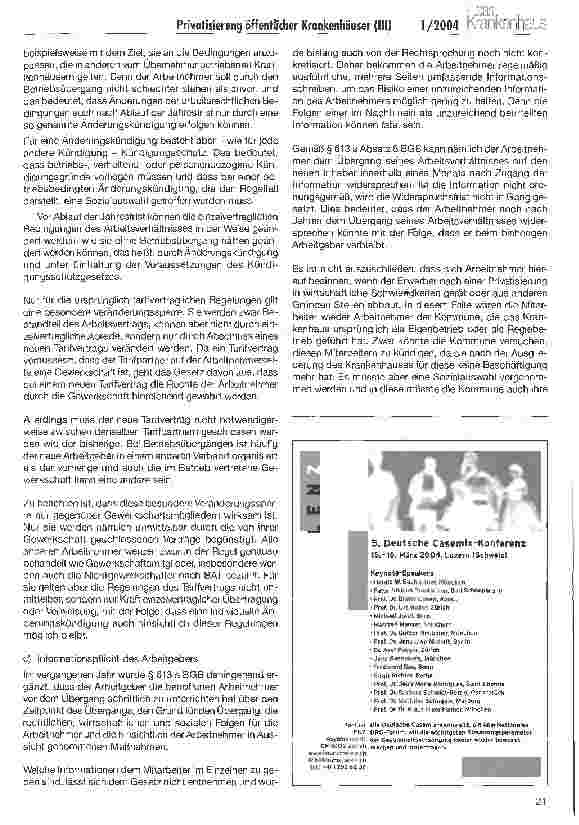 Vorschauseite 3: Chancen und Risiken der Privatisierung öffentlicher Krankenhäuser (III) Ein Erfahrungsbericht mit Praxisbeispielen