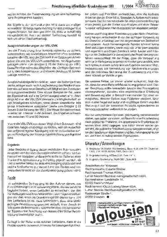 Vorschauseite 5: Chancen und Risiken der Privatisierung öffentlicher Krankenhäuser (III) Ein Erfahrungsbericht mit Praxisbeispielen