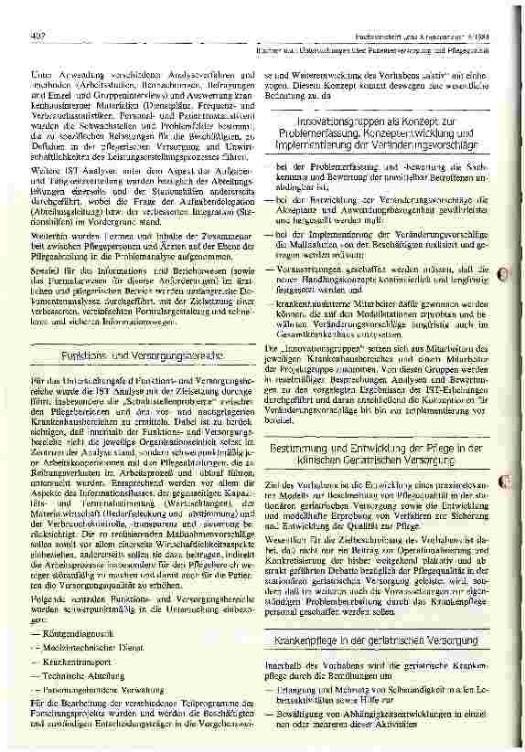 Vorschauseite 2: Untersuchungen über Patientenversorgung und Pflegequalität