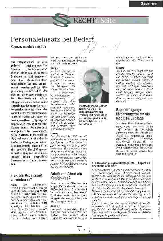 Vorschauseite 1: Personaleinsatz bei Bedarf Kapovaz machts möglich