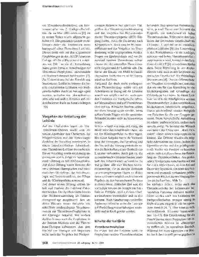 Vorschauseite 2: Erstellung einer Leitlinie Venöse Thromboembolien