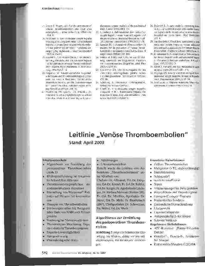 Vorschauseite 6: Erstellung einer Leitlinie Venöse Thromboembolien
