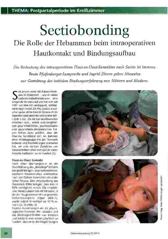 Vorschauseite 1: SectiobondingDie Rolle der Hebammen beim intraoperativen Hautkontakt und Bindungsaufbau