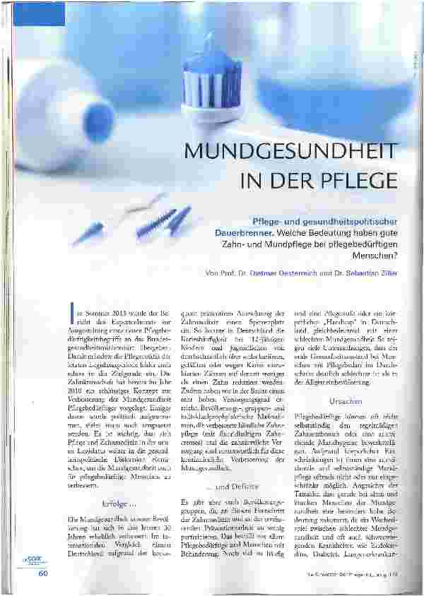 Vorschauseite 1: MUNDGESUNDHEIT IN DER PFLEGE