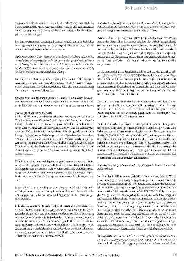 Vorschauseite 2: Neues aus dem Urlaubsrecht