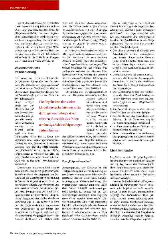 Vorschauseite 2: Kritische Debatte zur Generalistischen Pflegeausbildung über die „Generalistische Pflegeausbildung
