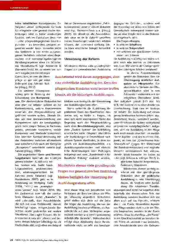 Vorschauseite 6: Kritische Debatte zur Generalistischen Pflegeausbildung über die „Generalistische Pflegeausbildung