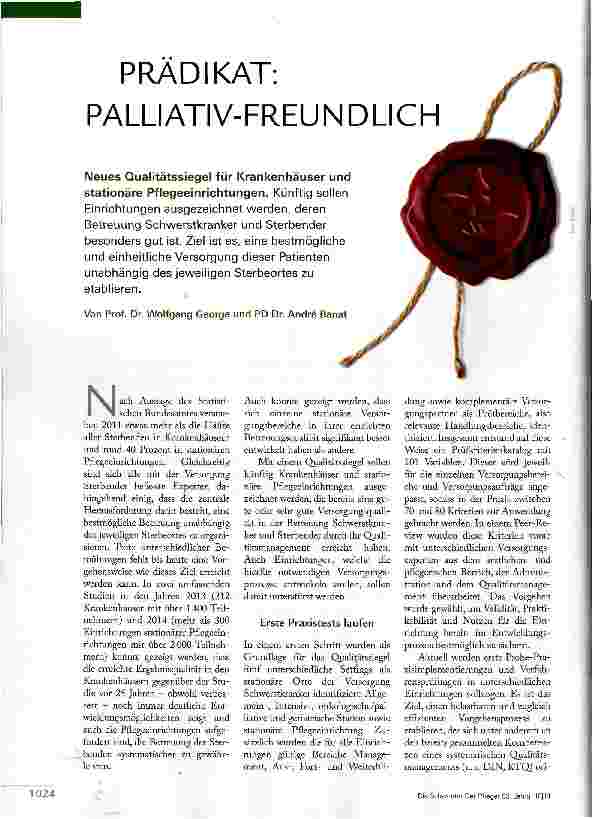 Vorschauseite 1: PRÄDIKAT: PALLIATIV-FREUNDLICH