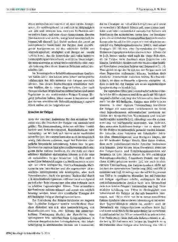 Vorschauseite 2: Fatigue bei Multipler Sklerose -wie diagnostizieren, wie behandeln?