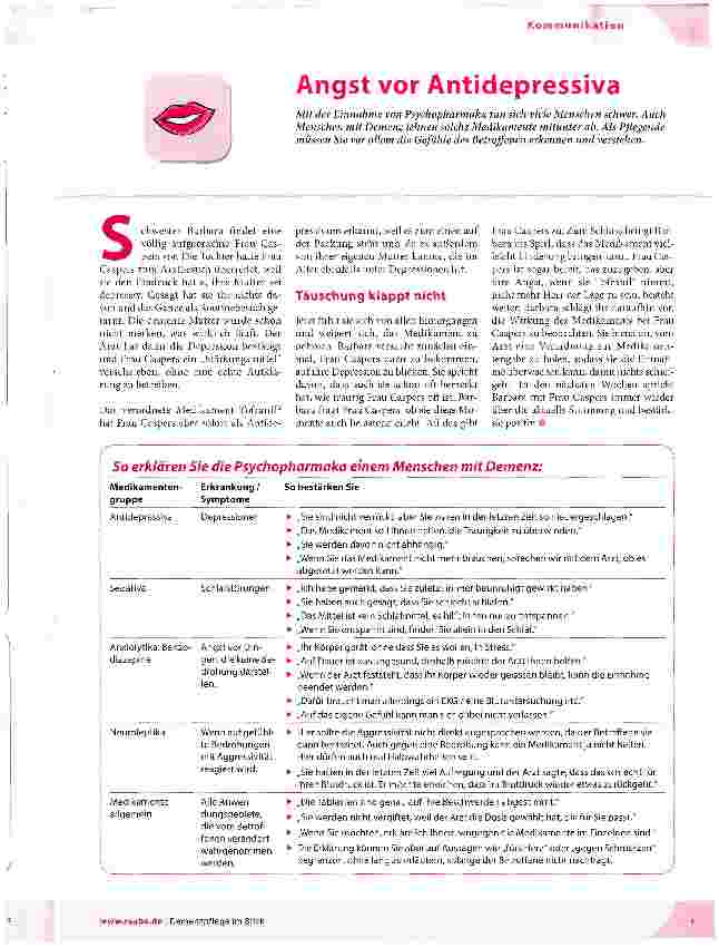 Vorschauseite 1: Angst vor Antidepressiva