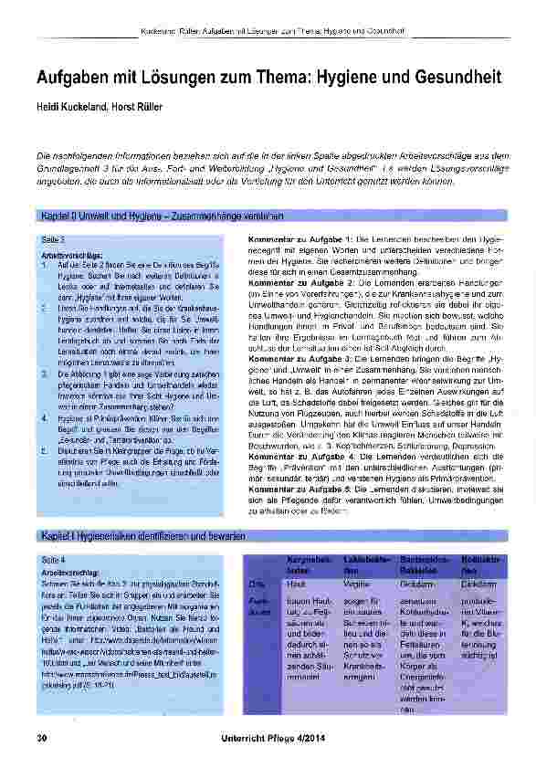 Vorschauseite 1: Aufgaben mit Lösungen zum Thema: Hygiene und Gesundheit