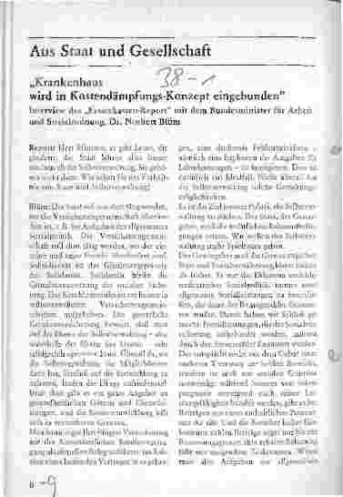 Vorschauseite 1: Krankenhaus wird in Kostendämpfungs-Konzept eingebunden