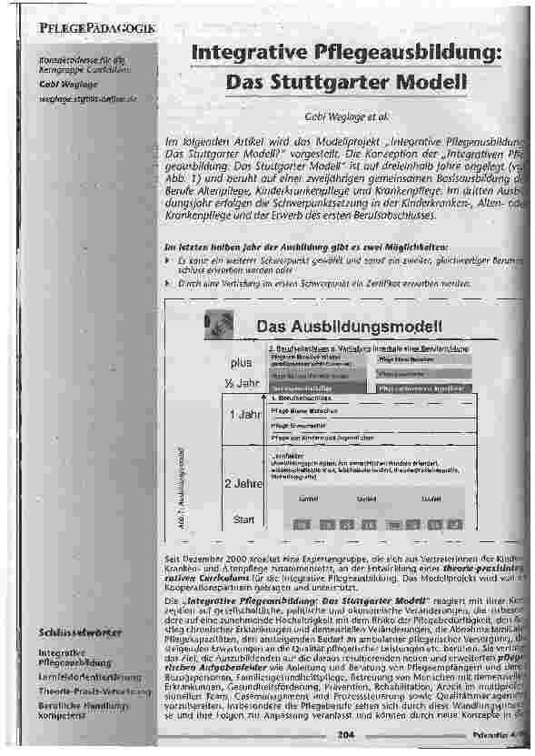 Vorschauseite 1: Integrative Pflegeausbildung: Das Stuttgarter Modell