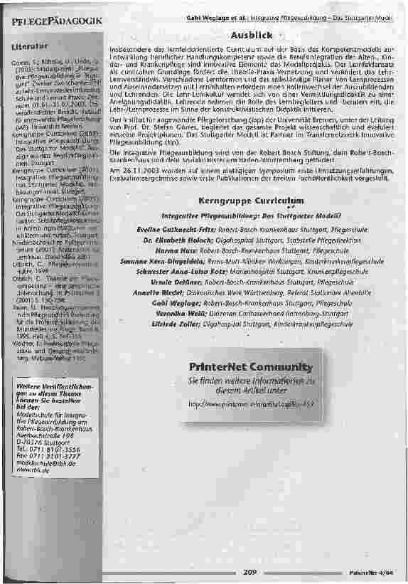 Vorschauseite 6: Integrative Pflegeausbildung: Das Stuttgarter Modell