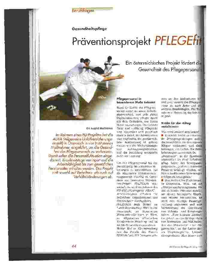 Vorschauseite 1: Präventionsprojekt PFLEGEfit