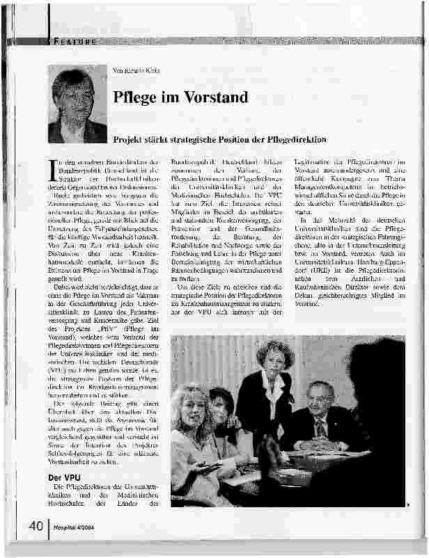 Vorschauseite 1: Pflege im Vorstand