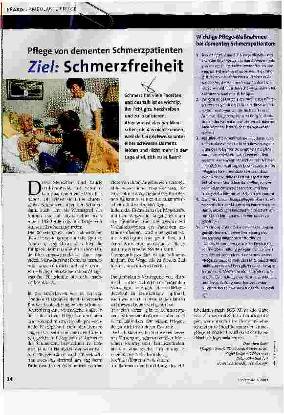 Vorschauseite 1: Ziel: SchmerzfreiheitPflege von dementen Schmerzpatienten