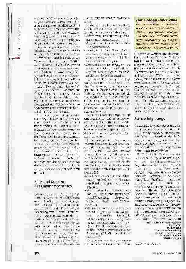 Vorschauseite 3: Es klafft noch eine große LückeDie Integrierte Versorgung und die Darlegung der Qualität