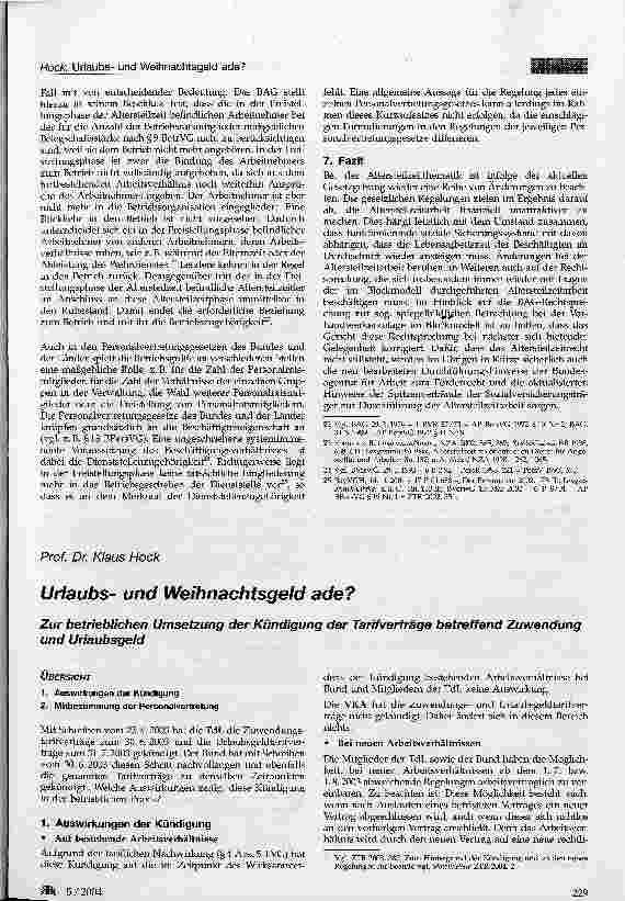 Vorschauseite 1: Urlaubsund Weihnachtsgeld ade?