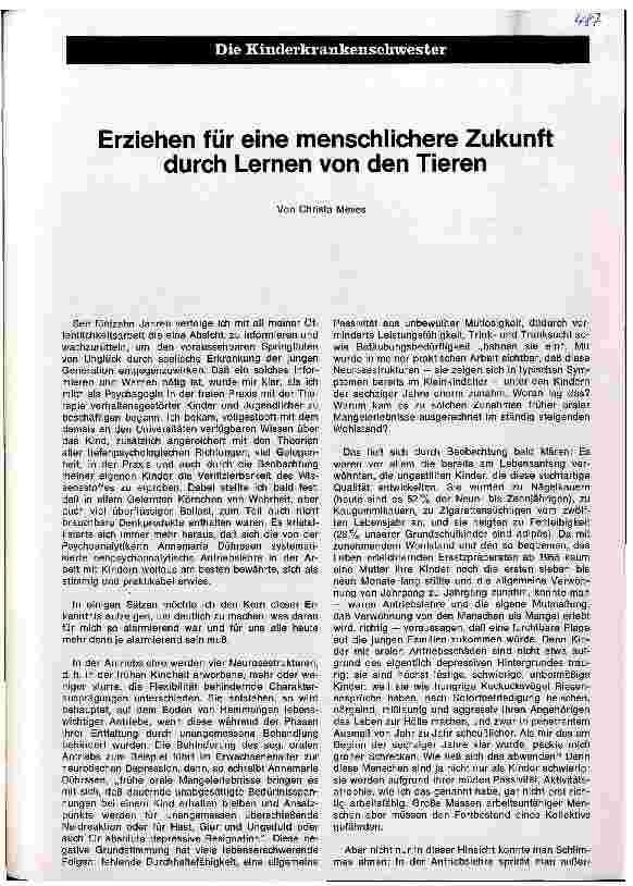 Vorschauseite 1: Erziehen für eine menschlichere Zukunft durch Lernen von den Tieren